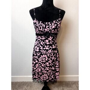 Ruby Rox Vintage Y2K Pink & Black Floral Ruffle Cocktail Dress